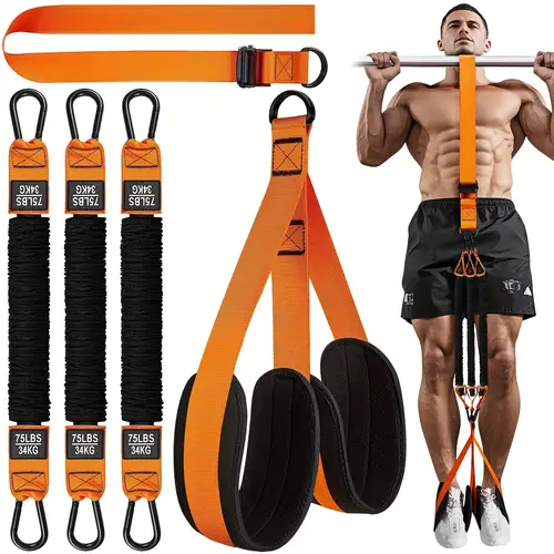 1 pack heavy duty pull up assistance bands adjustable band with fabric feet knee rest stackable orange nylon bands for strength gym pull up assist