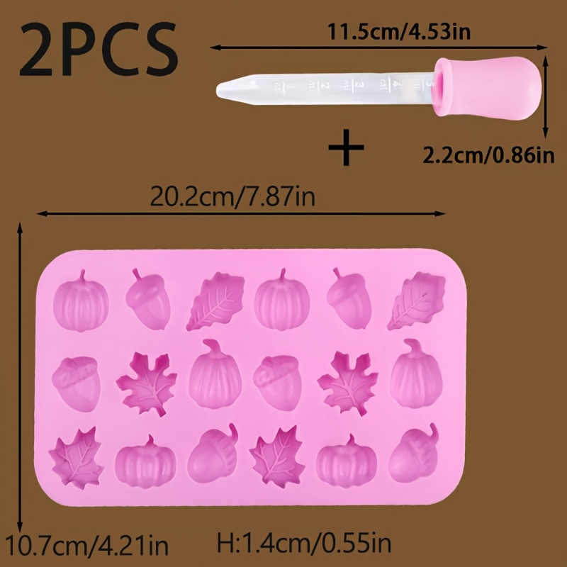 TEMU 2pcs Set, Includes 1 Silicone Mold And 1 Dropper, Featuring Pumpkin, Maple Leaf, And Autumn-themed Silicone Wax Melt Molds. Perfect For Crafts,