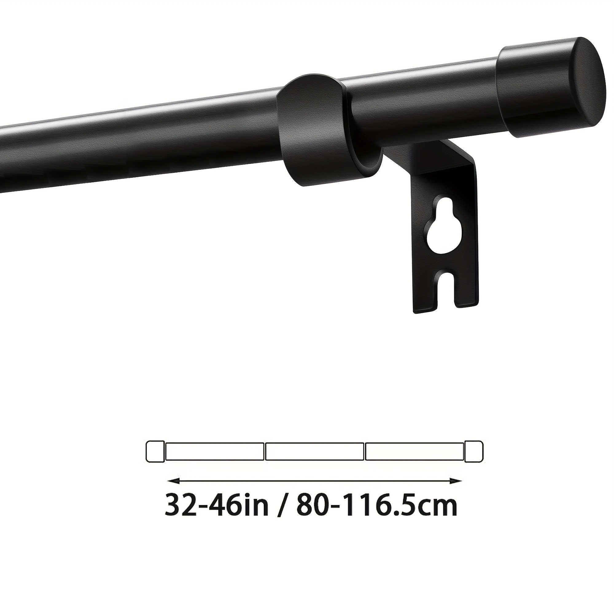 TEMU Curtain Rods For Windows 32 To 120 Inch, 1 Inch Small Curtain Rod Set With Brackets, Black