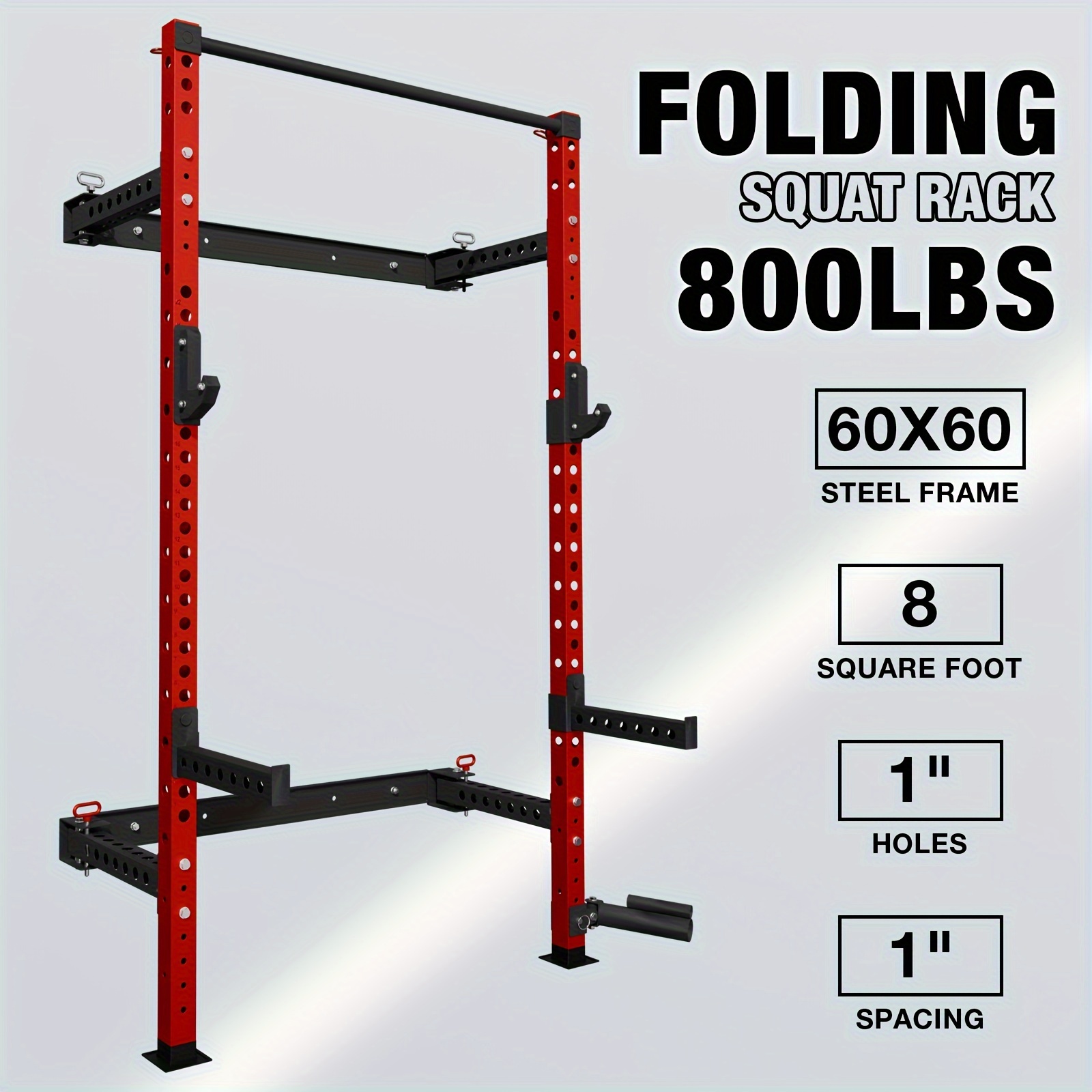 

Mikolo 1pc Folding Squat Rack, 1000lbs Capacity, Wall Mounted , Home Gym Equipment