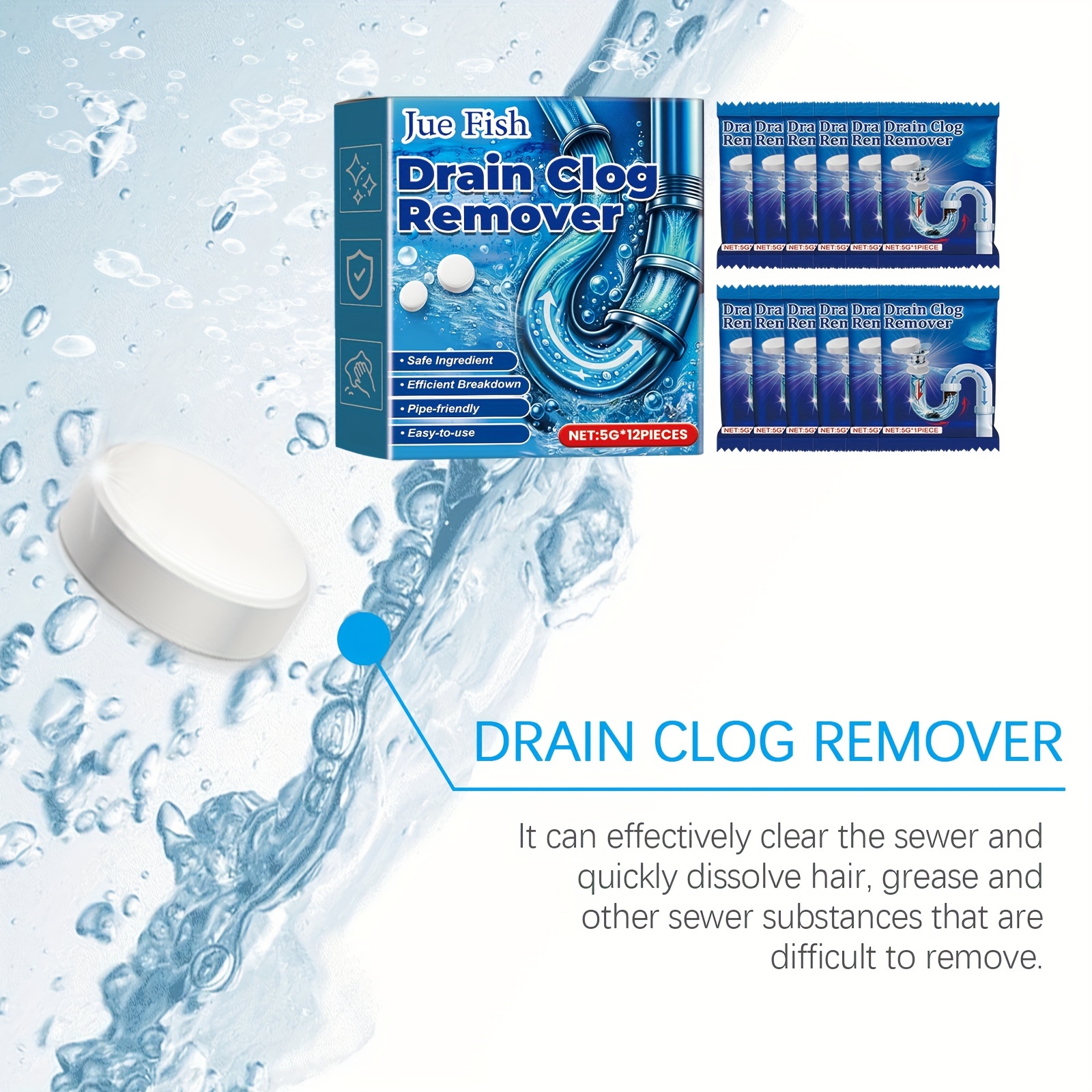 pipe dredging effervescent tablets   toilet floor drains kitchen sewers   deodorizing tablets pipe dredging agent details 2