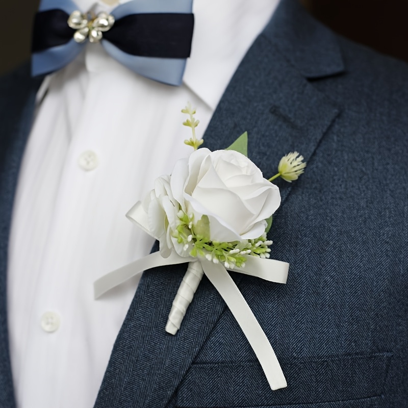 Dainty Boutonniere Satin Rose Flower Brooch Lapel Togo
