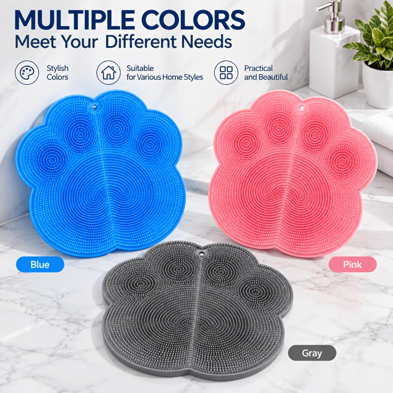 5pcs Bathroom Massage Mats with Scrub Gloves and Hooks