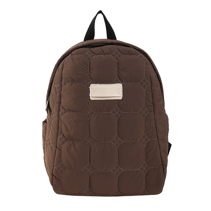 Women's Lightweight Quilted Backpack With Adjustable Straps, Ideal For Casual Daily Use, Soft Fabric Daypack For Work, School, And Travel