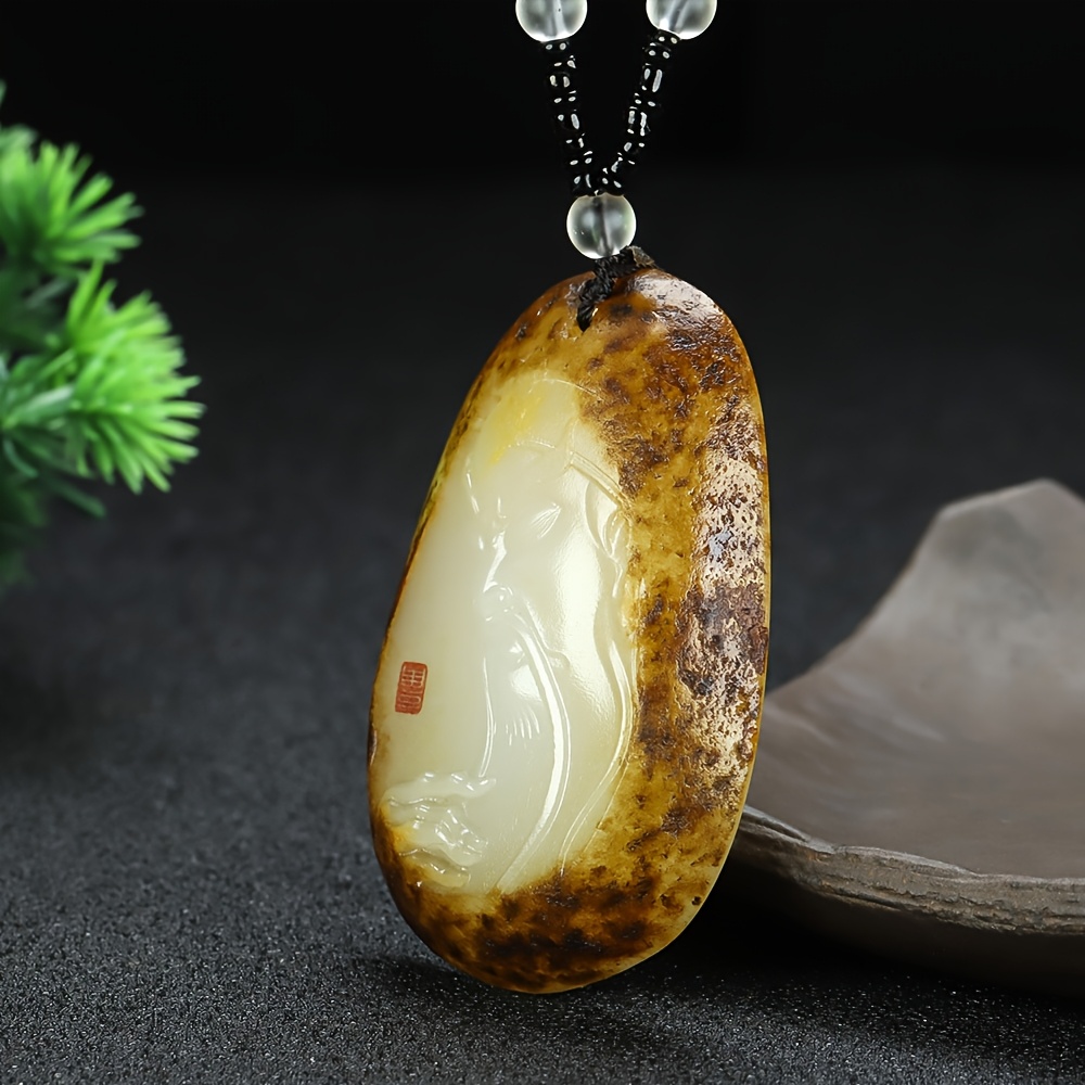 Fashionable Pear-Shaped Half-Cut Stone Pendant Necklace, Unisex
