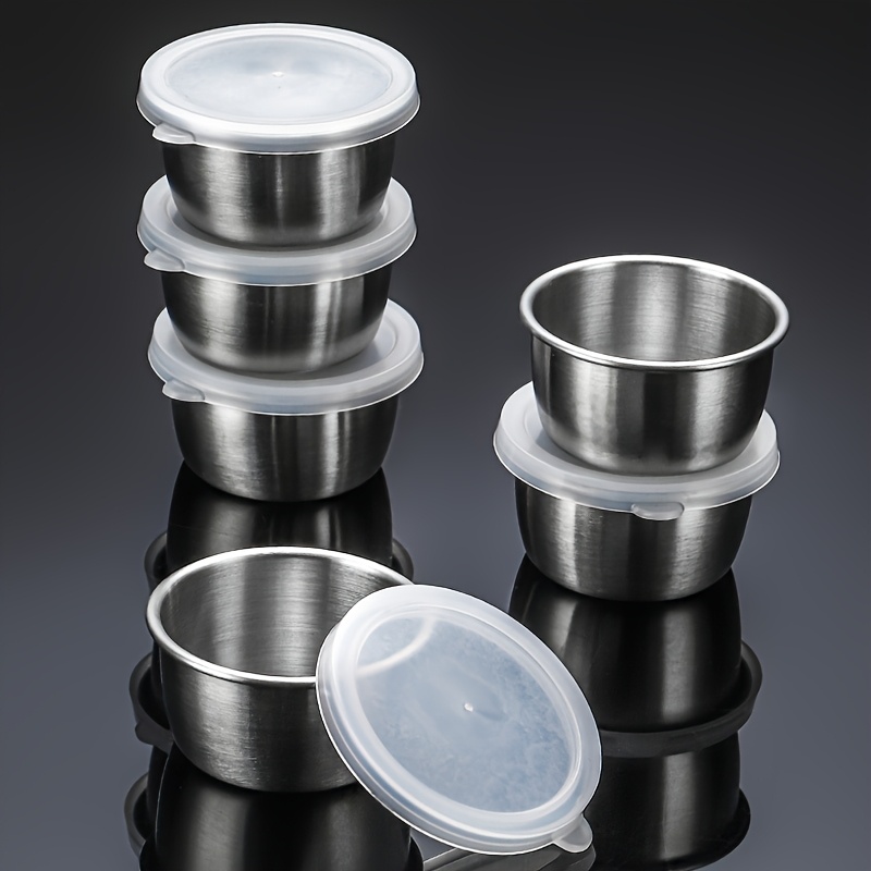 8pcs stainless steel sauce containers leak proof lids - Temu