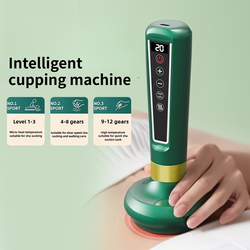 electric vacuum cup massager body   massager 12 adjustable gears 8 steel balls with hot compress   screen household cupping massager usb charging   with 1800mah lithium battery