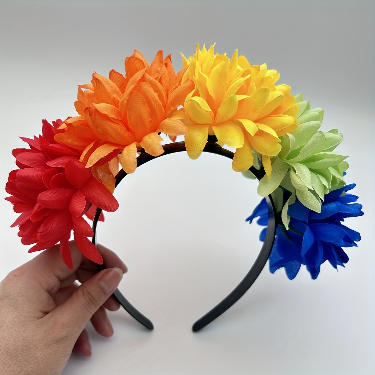 

Flower Crown Headband - 1pc Bohemian Floral Hair Hoop For Women - Polyester Hair Accessory For Pride, Cosplay, Vacation - Hand Wash - Plastic Headwear For , Easter