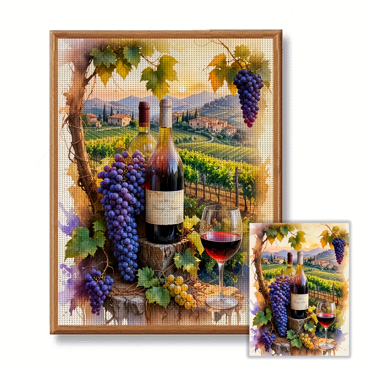 TEMU ZUOANLF, 1 шт., 30X40 см/11,8X15,7 дюйма, набір для вишивання хрестиком без рамки, Виноградний , Набір для вишивання, Набір для вишивання