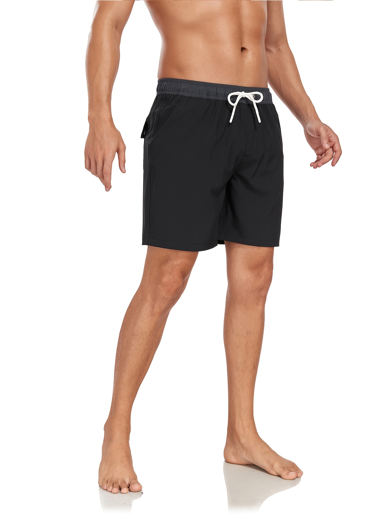 Set of 2 Men'S Casual Sports Shorts, Solid Color Double-Layer Beach Shorts for Fitness, Basketball, And Volleyball