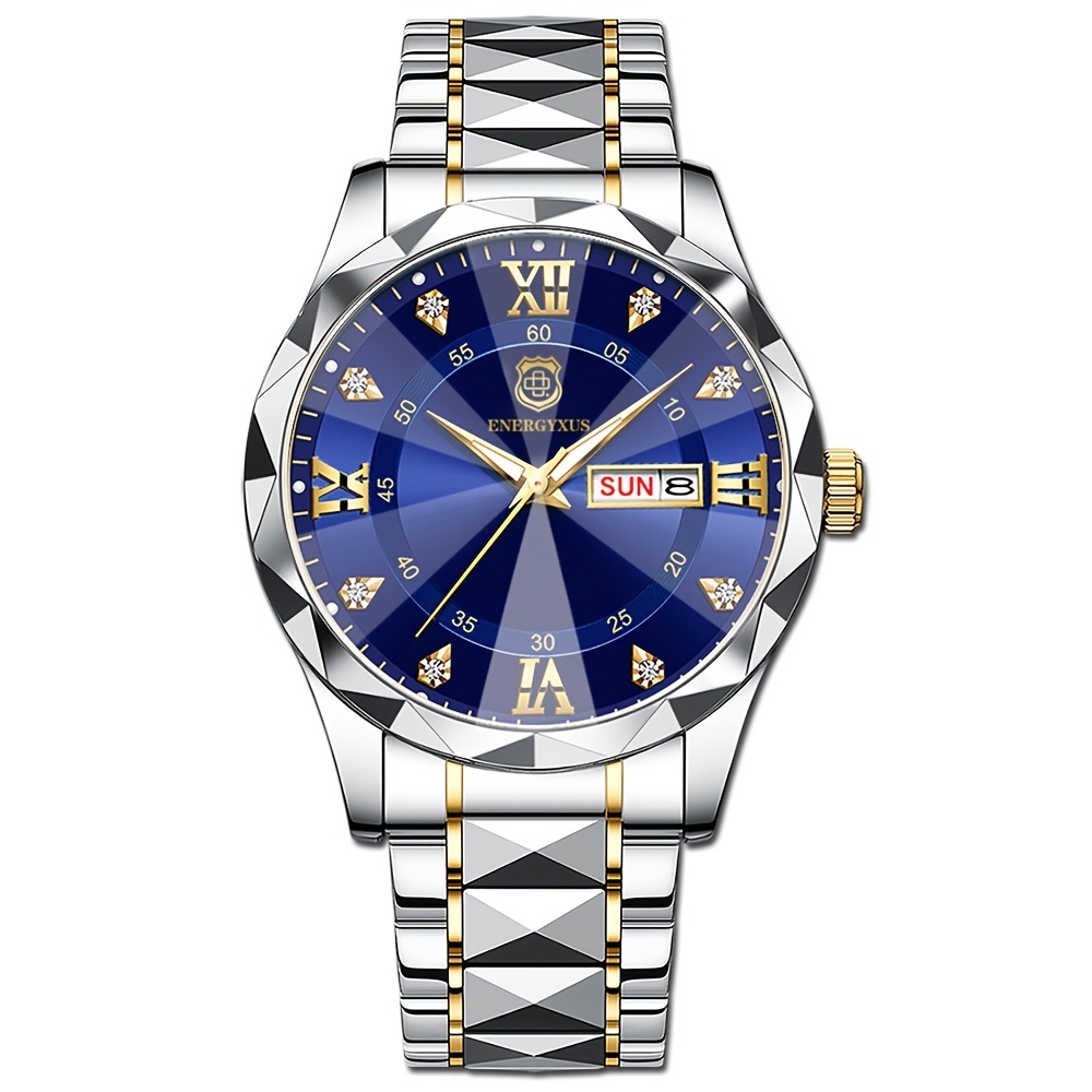 TEMU Binbond Men's And Women's Watches, With Roman Hour Markers And Jewelry, Are Romantic And Luxurious. The Luminous Double Calendar Watch Features