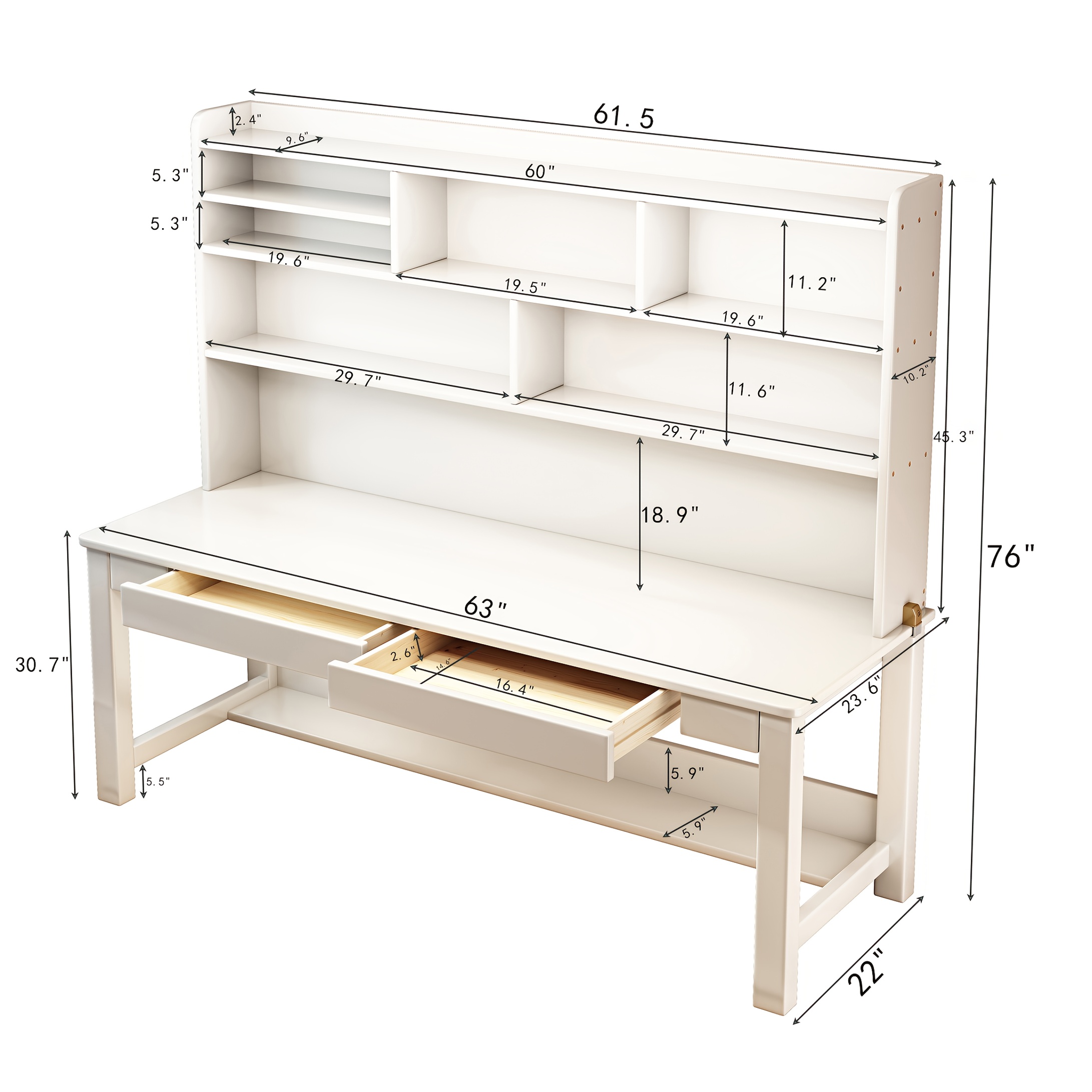 solid wood desk and cabinet set with drawers integrated desk and bookshelf under desk storage rack and desk cabinet   lightweight versatile detachable suitable for any location no   decorations required Product details 0