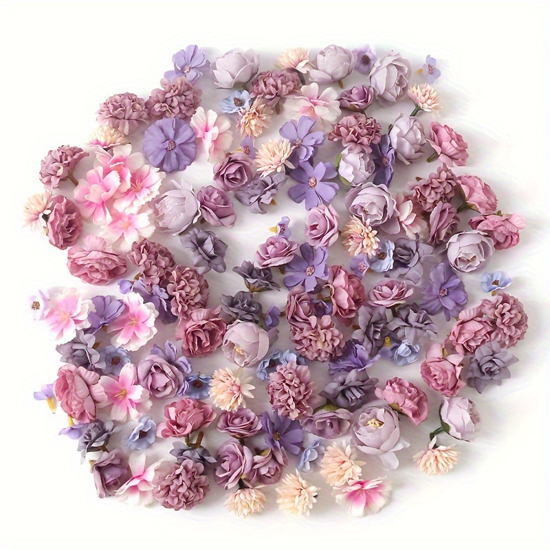 Image of 120pcs Fake Flower , Artificial Rose Head Fake Flower Cake Wreath, Wedding Bridal Party, Baby Bathing Party, Home Decoration
