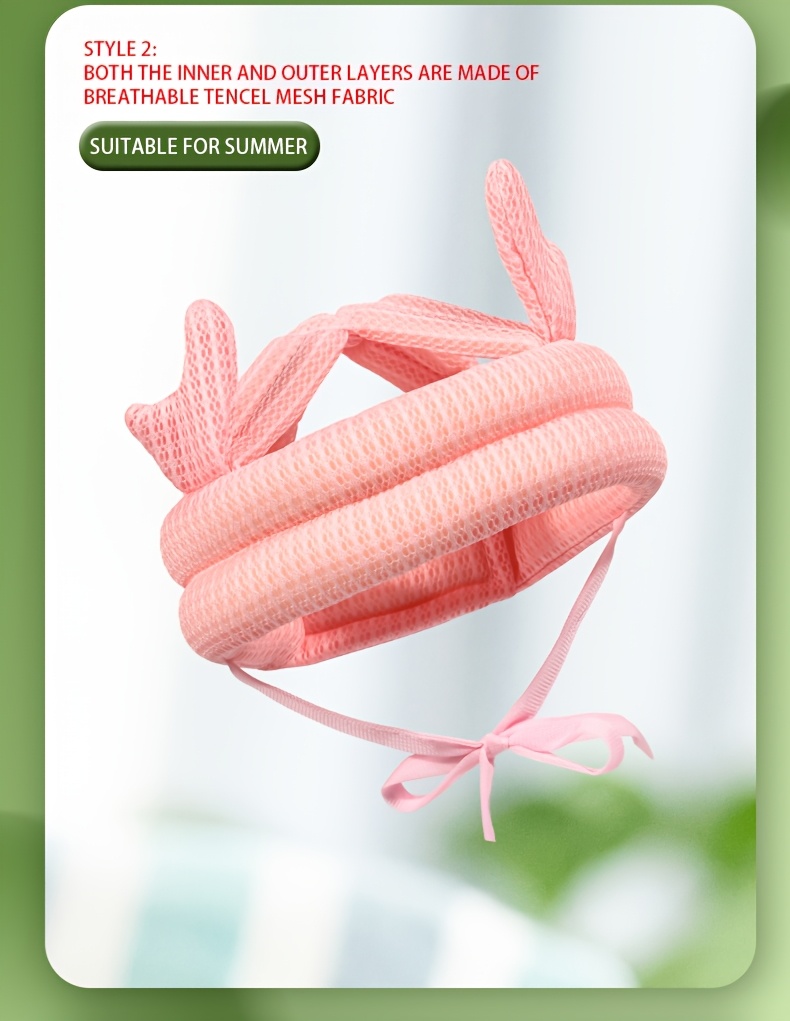 1pc Baby Safety Head Protection Headgear - Breathable Anti-Fall Pad for Toddlers, Soft & Light -Friendly, Machine Washable, Mixed Colors (Pink/Green), Toddler Safety Gear, Playful Design, Secure Fit Design