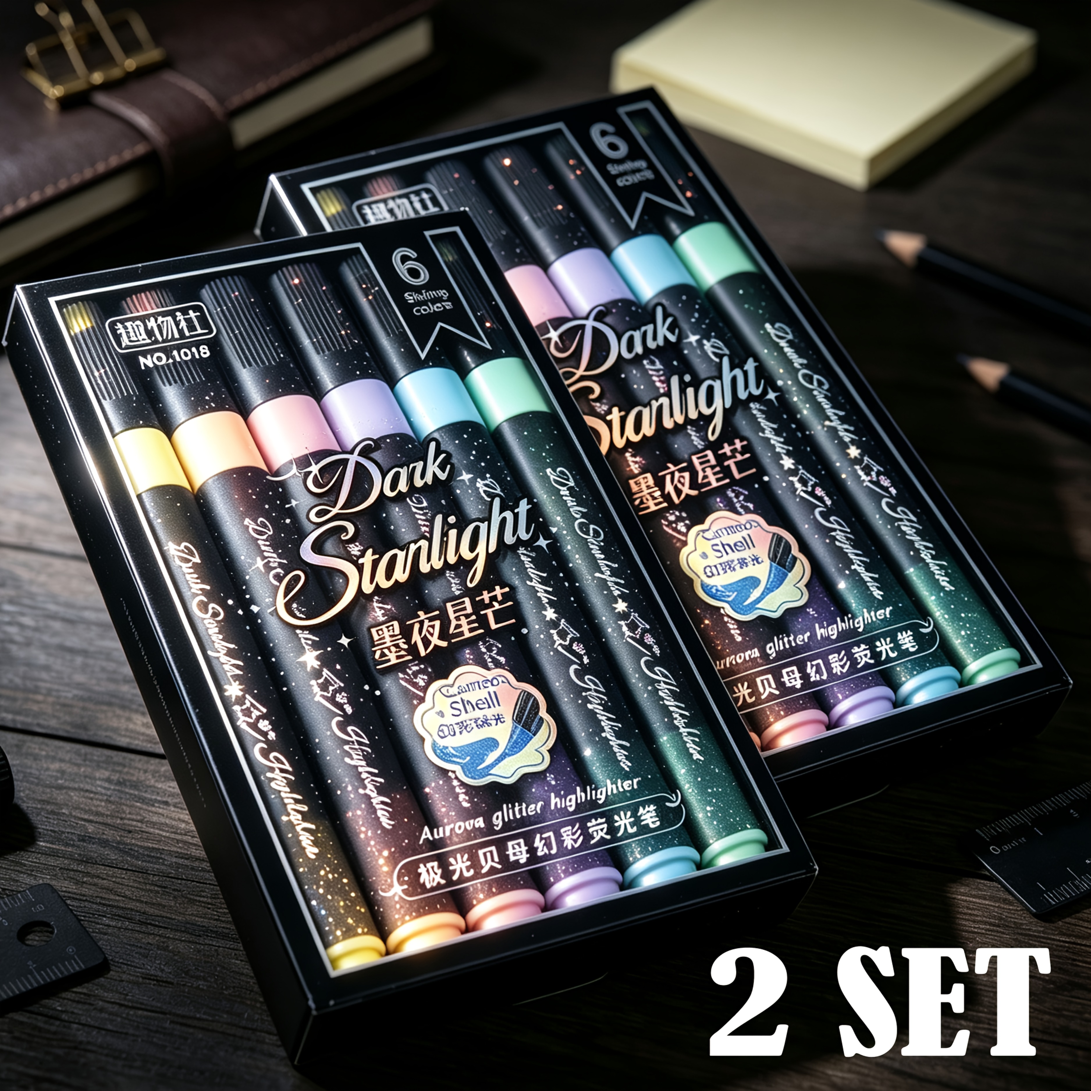 TEMU 1 Set/2 Set Fluorescent Highlighter 6-color Set, Quick-drying Ink, Vibrant Colors, Smooth Ink Flow, Dark-, High-value Appearance. Suitable For