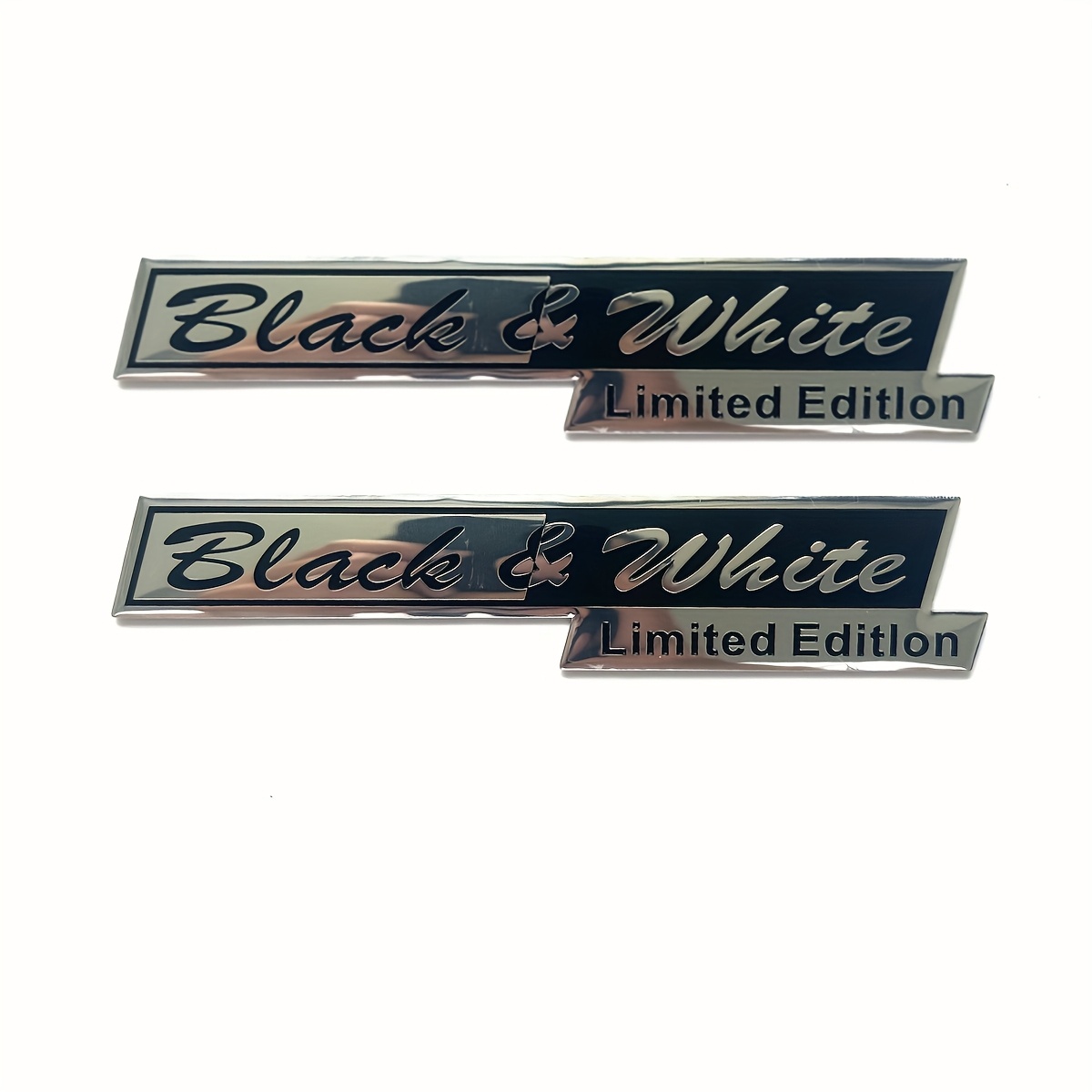 2pcs Metal Car Logo Black & White Edition Stickers Suitable For Trunk Side Body Decoration Decals