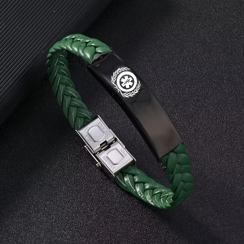 TEMU Customized Personalized Pu Leather Bracelet With Id, Name, Phone Number & Date - Adjustable Doctor Nurse Gift For Dad Or Mom