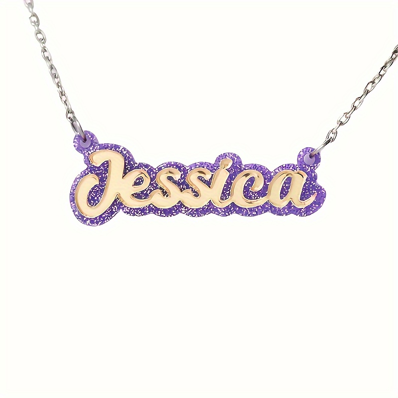 Customized Acrylic Colored Name Necklace Personalized Classic Y2K Fashion  Style Jewelry Mystery Birthday Party Jewelry Gifts For Women