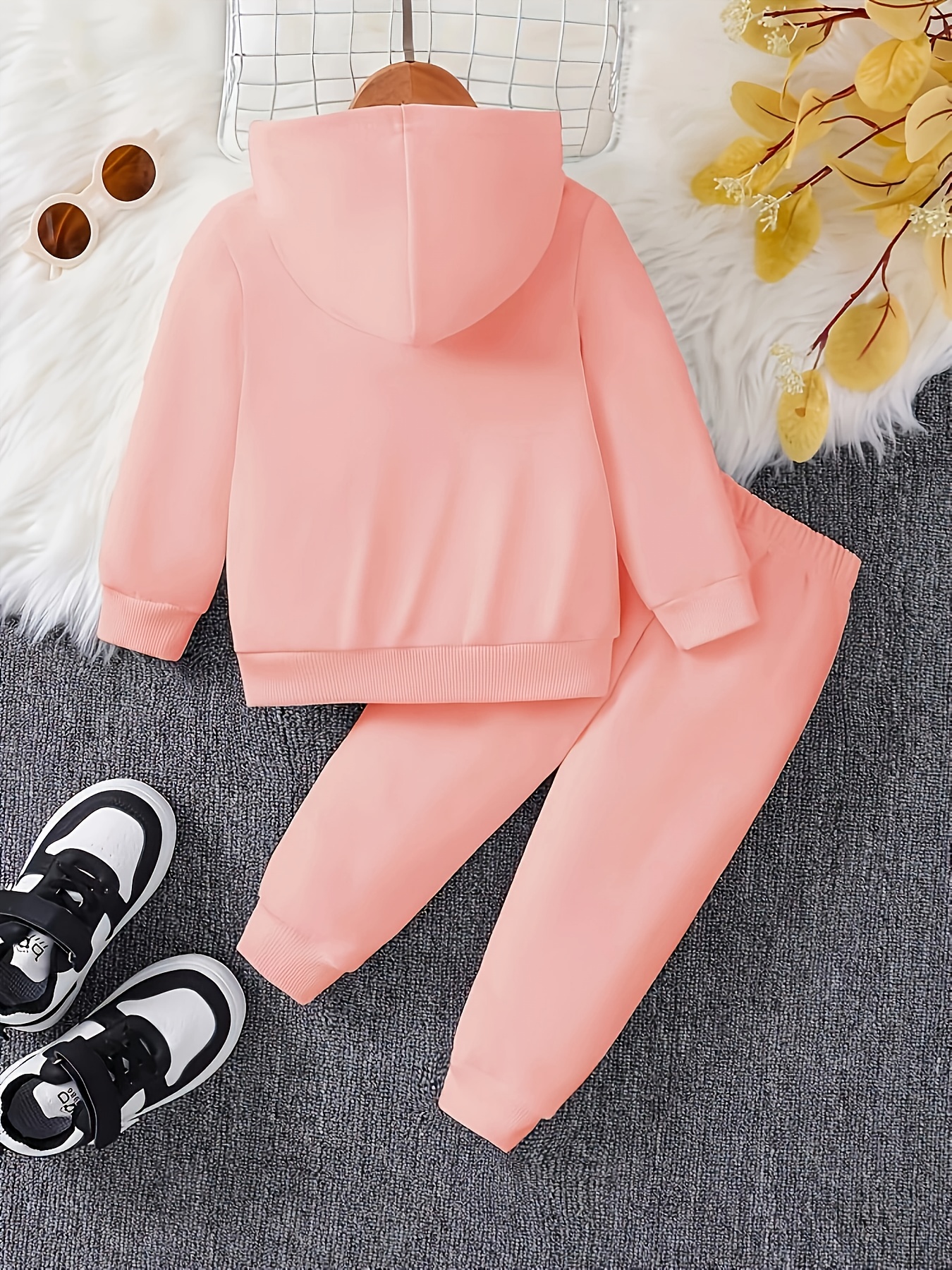 Baby Girl'S &*;*'S Girl&*; Print Hoodie Joggers Soft Pink Casual  Outdoor Playwear with Spring/Fall Regular Fit, Machine Washable, Bab