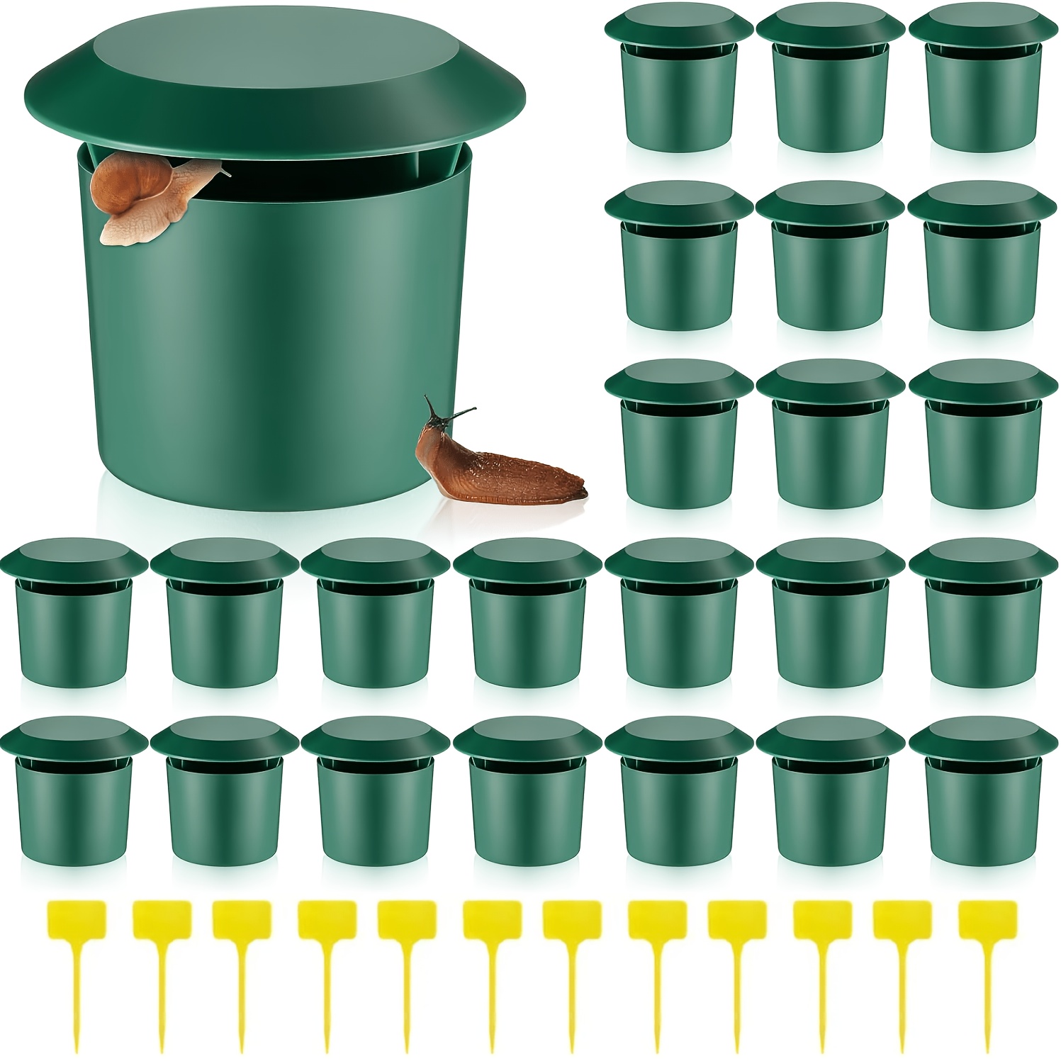 20pcs set farm specific snail and slug trap kit   5 jars 5 lids 10 garden labels reusable plastic material suitable for large vegetable gardens and   gardening tool Product details 1