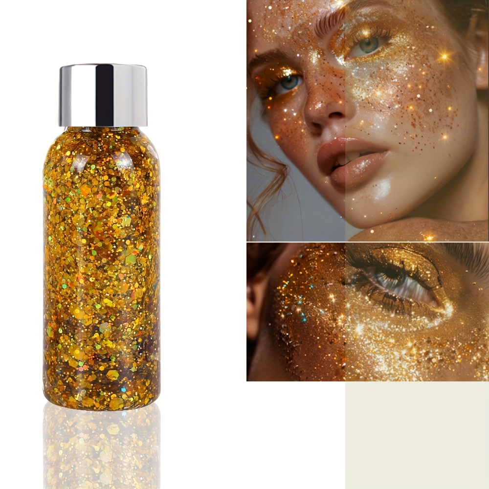 Wisebom Glitzer-Gel Set (3 Flaschen) – Körperglitzer Für Festival, Party & Make-up (Gold, Silber, Weiß)