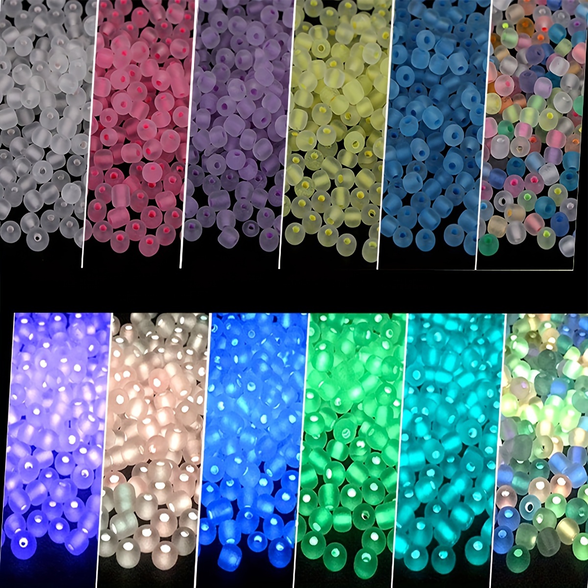 

3000 Pieces Of 3mm Glow-in-the-dark Frosted Glass Beads - Perfect For Diy Jewelry Making - Art Supplies & Crafts