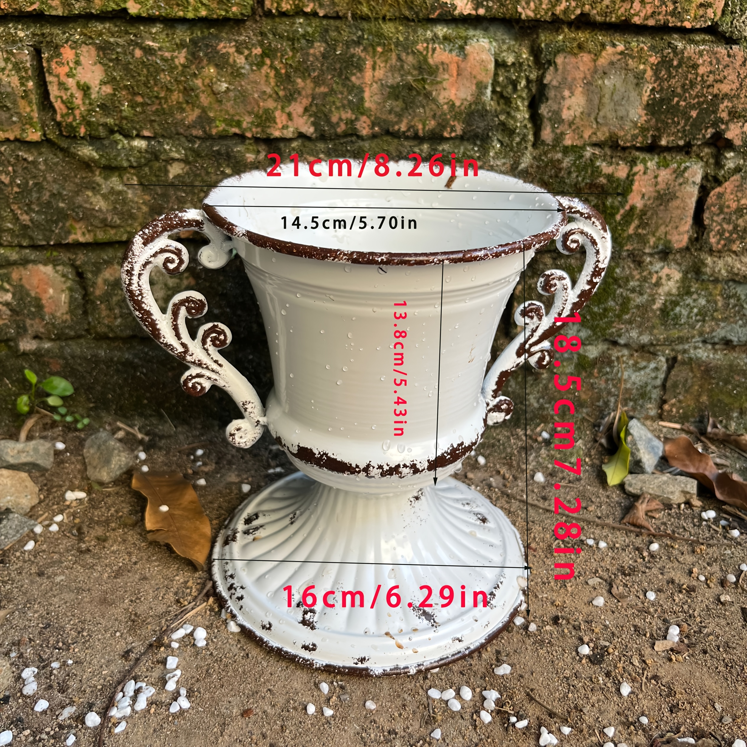 E-shop Landhausgarten Gusseisen Trophäe Blumen Pflanztopf Container Schmiedeeisen Altes Drainageloch Outdoor Garten Blumenvase Blumenständer