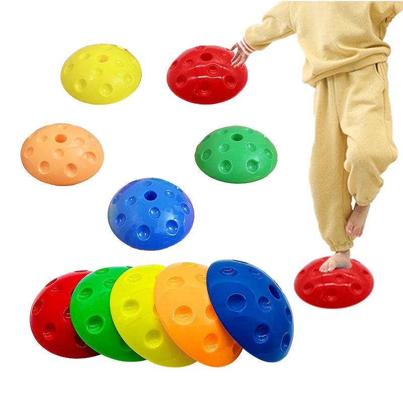 

4pcs Sensory Training Stepping Stones - Plastic, Mixed Colors, Enhances Coordination & Balance For Indoor/outdoor Play