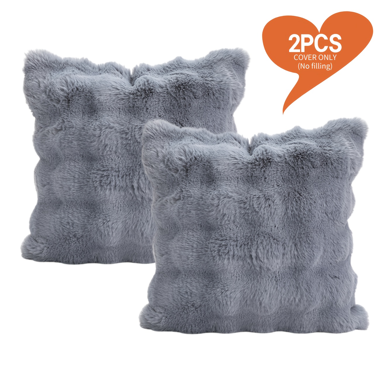 Image of (no Filling), 2pcs Set Of Autumn And Winter Style Front Wavy Plush Back Velvet Pillowcase, Home Sofa Fabric Decoration Bubble Velvet Cushion Cover, White, Khaki, Light Gray, Dark Gray, Green