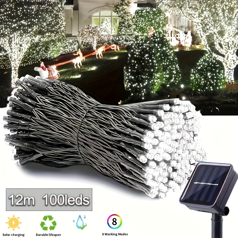 TEMU Outdoor Upgraded Pack Of 50/200 Led Solar String Lights, 23/72 Feet Outdoor Solar Christmas String Lights 8 , Ip65 Waterproof Outdoor Flashing
