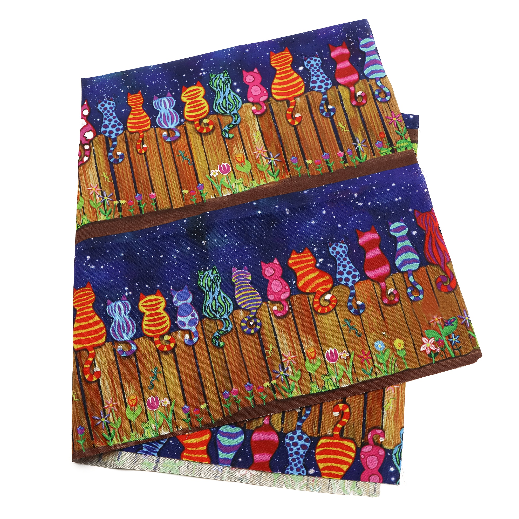 1pc Starry Night & Cat Series Pattern Quilting Fabric-57x19.68inch(145x50cm) Polyester Craft Fabrics Diy Handmade Fabric Precut For Craft