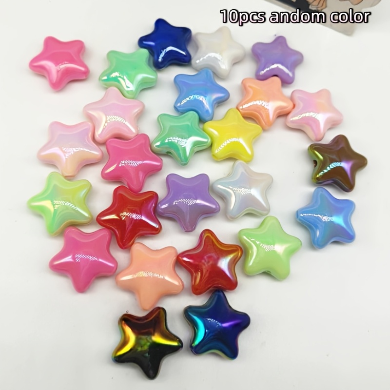 10pcs/pack Colorful Macaron Colored Star Loose Beads For Mobile Phone Chain Beaded Material Jewelry Additions
