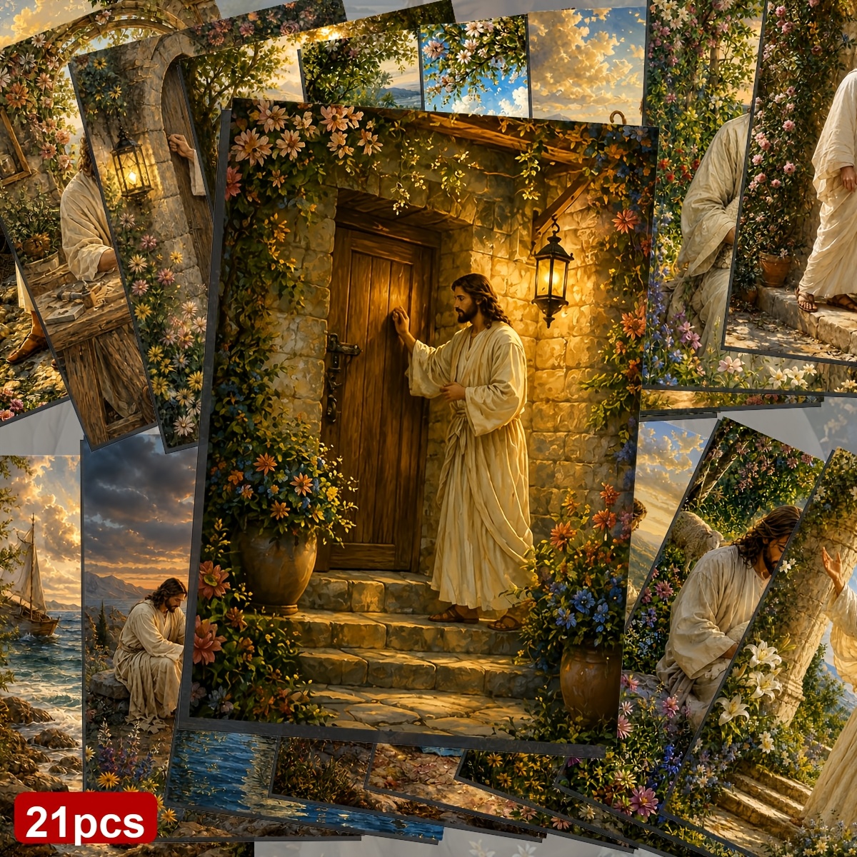 TEMU Juego de 21 postales religiosas, SerenCard, aptas para escribir sobre cartón, superficies , álbumes de recortes, diarios de reciclaje,