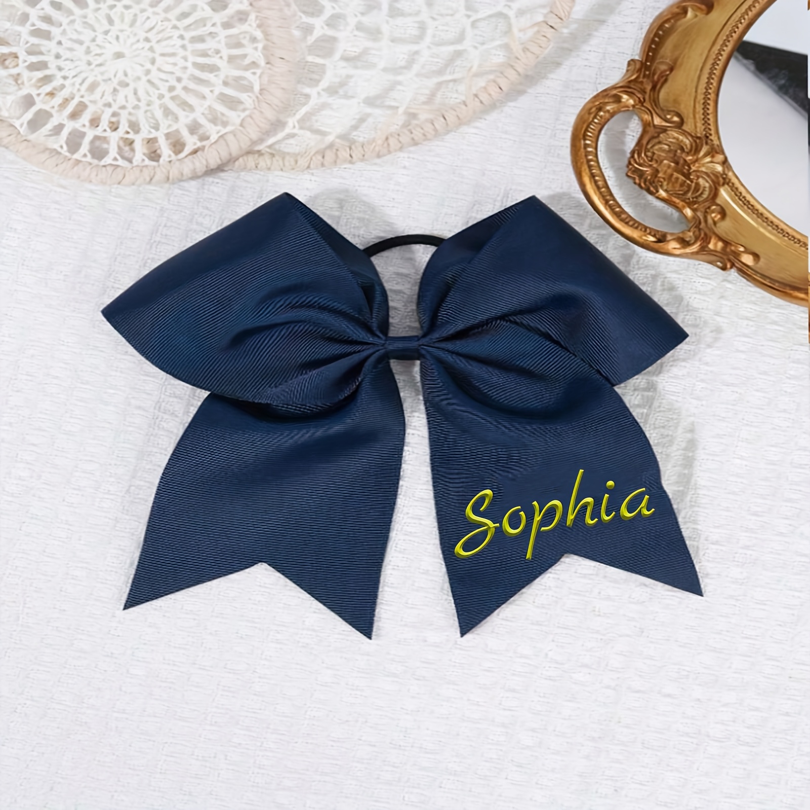 TEMU 1pc Custom Embroidered Bow Hair Clip With Name, Large Bow Cheer Bow Hair Clip, Bathing, Home Decor, Christmas Eve, Back To School Gift Creative
