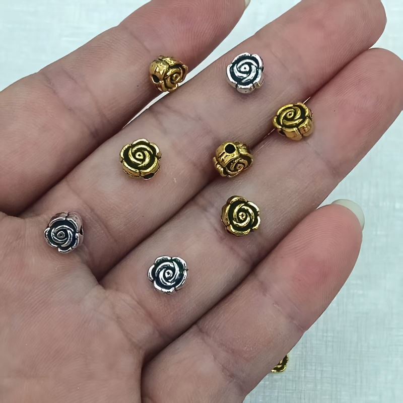12pcs Classic Retro Double-Sided Rose Flower Shaped Decorative Beads
