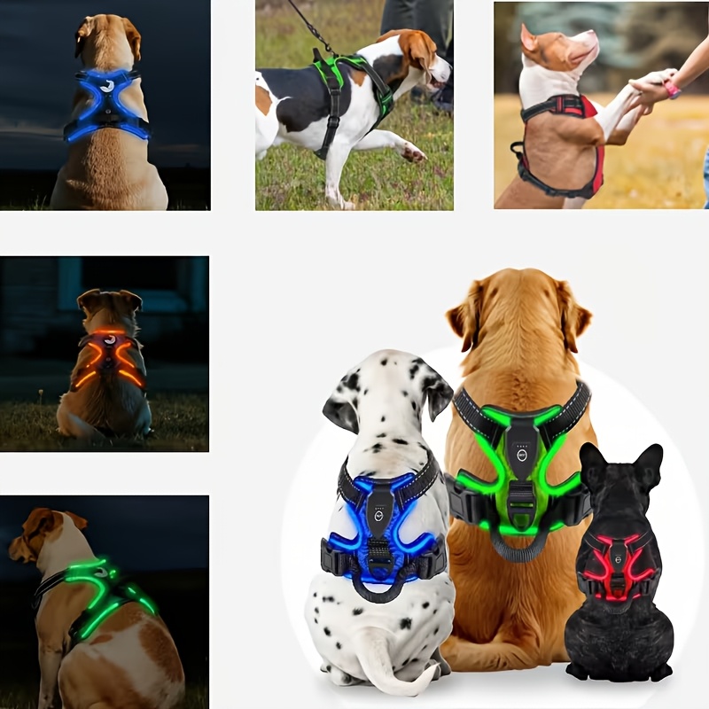 Light Up Dog Harness with LED Flashing Warning System - Rechargeable Suitable for Night Walking, 3 Lighting Modes & Flashing Alert, Oxford Cloth Harness for Low-Light Visibility, Machine Washable for Pet Travel and Nighttime - Image 8