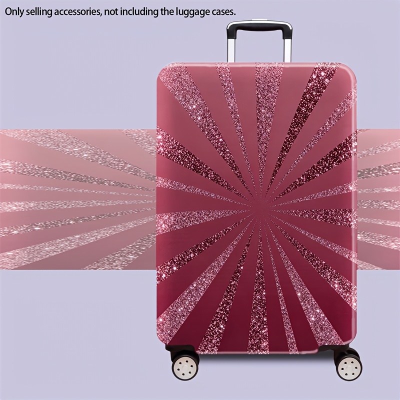 TEMU Suitable For Travel Glittering Pink Radial Luggage Cover - High-elastic Dustproof & Anti-scratch Protective Case Compatible For 45.72-81.28cm