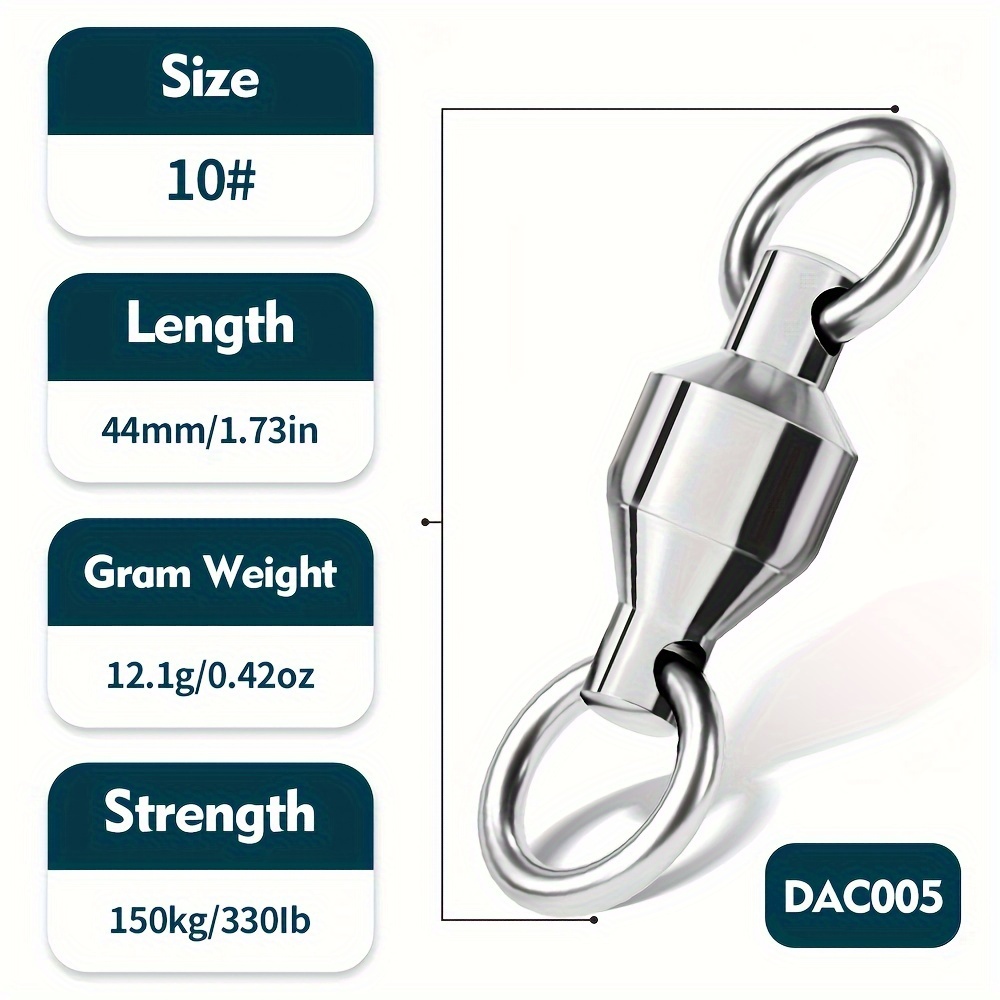 Image of 10pcs Heavy Duty Ball Bearing Swivels With Solid Rings (1#/10# Sizes Suitable For Saltwater & Freshwater Fishing - Stainless Single Snap Fishing Line Spinners, Saltwater-rated Forcasting Reels