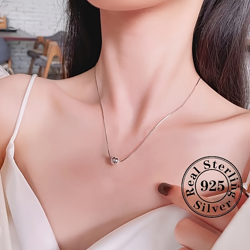 

Elegant Classic 925 Sterling Silver Flat Snake Bone Chain Necklace, Simple European Style No Plating Jewelry For Daily And Party Occasions, All Seasons Compatible - 5g