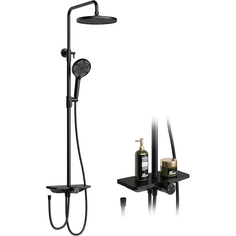 TEMU Shower System With Shower Head, Stainless Steel, Adjustable Shower Column, Shower Rod, Overhead Shower Set, Rain Shower Without Fittings, With