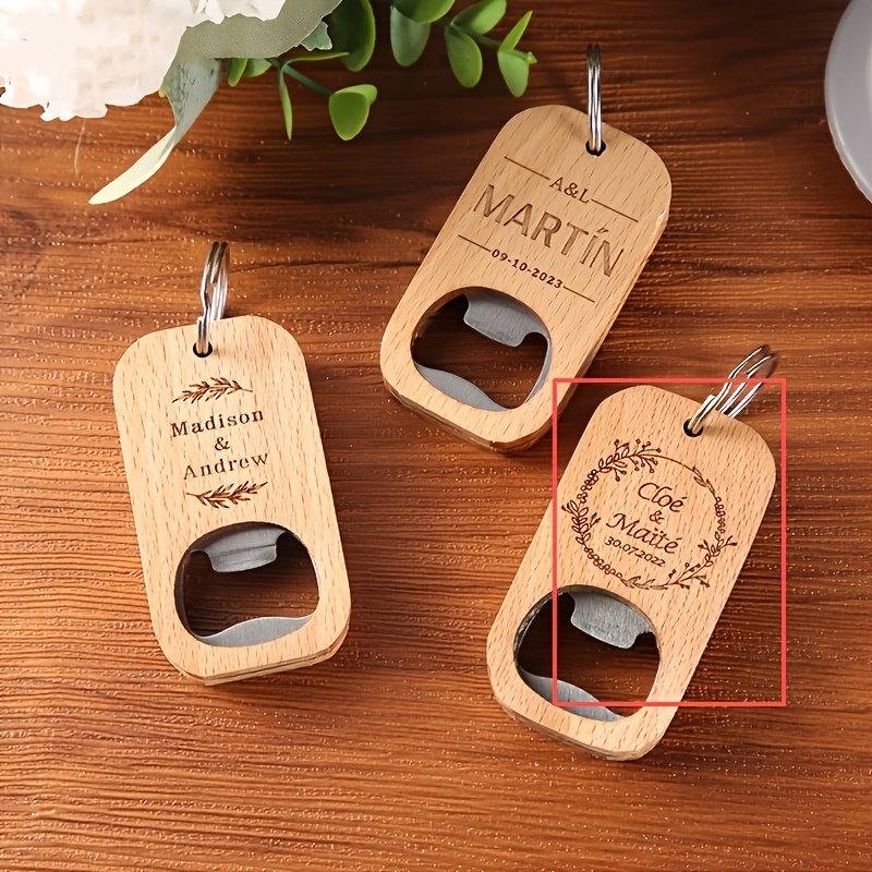 TEMU Llavero abrebotellas de madera para boda con grabado personalizado, 15 piezas, regalo para , Día , , regalo para el novio