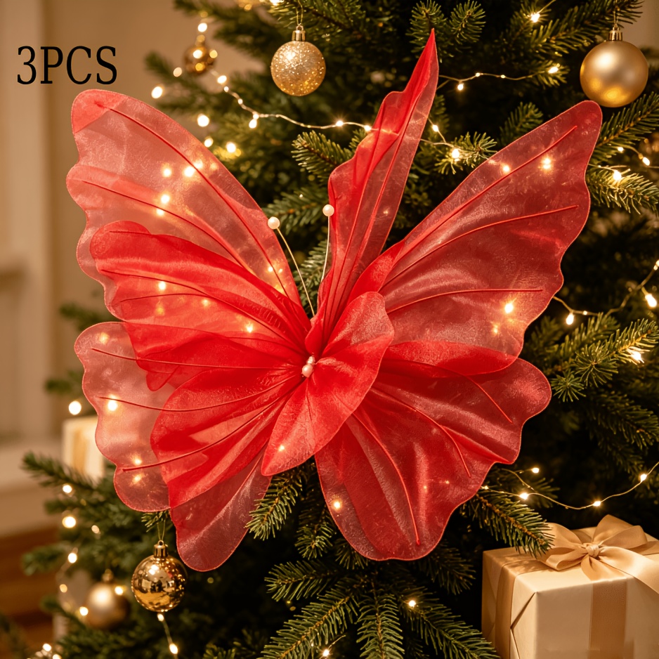 TEMU 3pcs And Elegant 3d Decorations - Tree Ornaments For Christmas, New Year, Valentine's Day, Weddings, Outdoor Events, Photography Backdrops, And