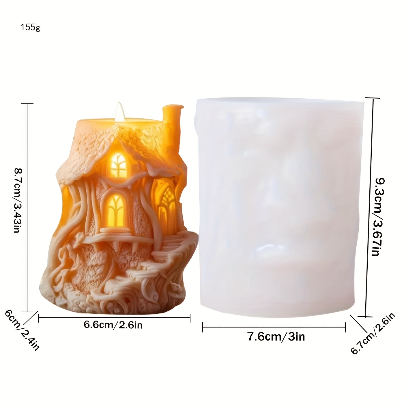 1pc Tree House House Decoration Candle Mold, Art Home Candle Decoration Mold, Home Decoration, Jewelry Silicone Mold Candle Mold Epoxy Mold