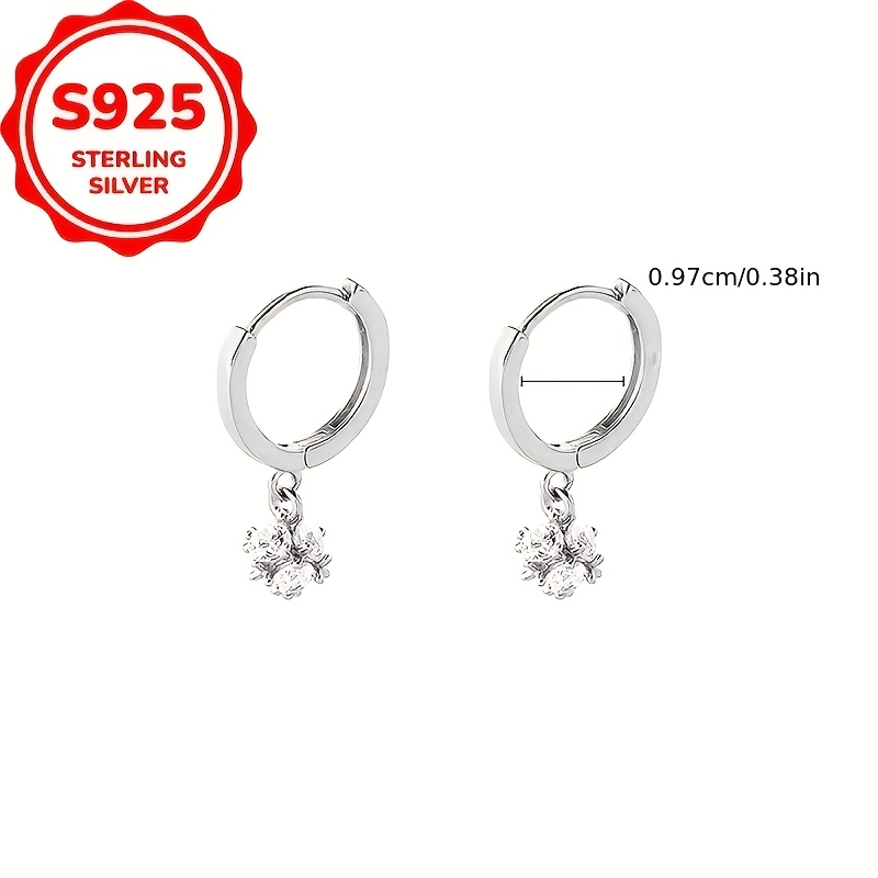 Minimalist S925 Silver Cube Ball Pendant Earrings