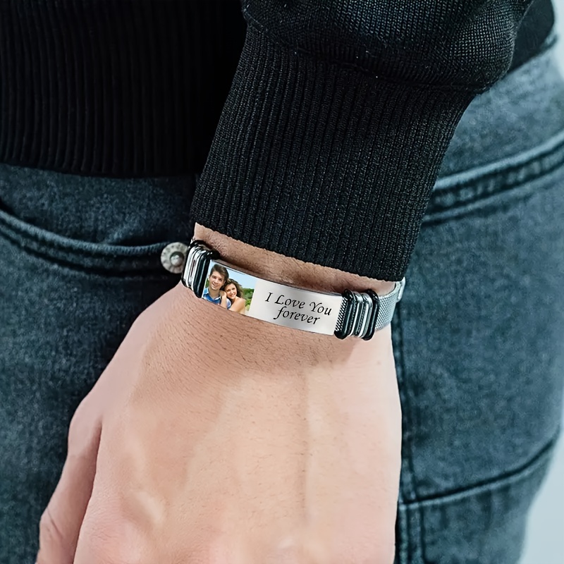 Customized Bend Plate Watch Chain, Engraved Gift