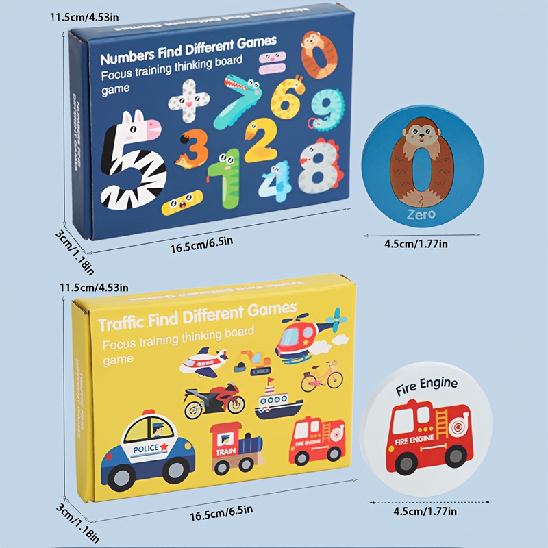 Wood Matching & Sorting Toy with Numbered Cards for Learning