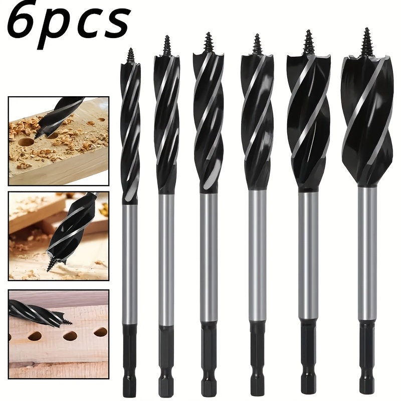 

6pcs High-carbon Steel Drill Bit Set With 165mm Hex Shank - Cutting & Reaming, Tools