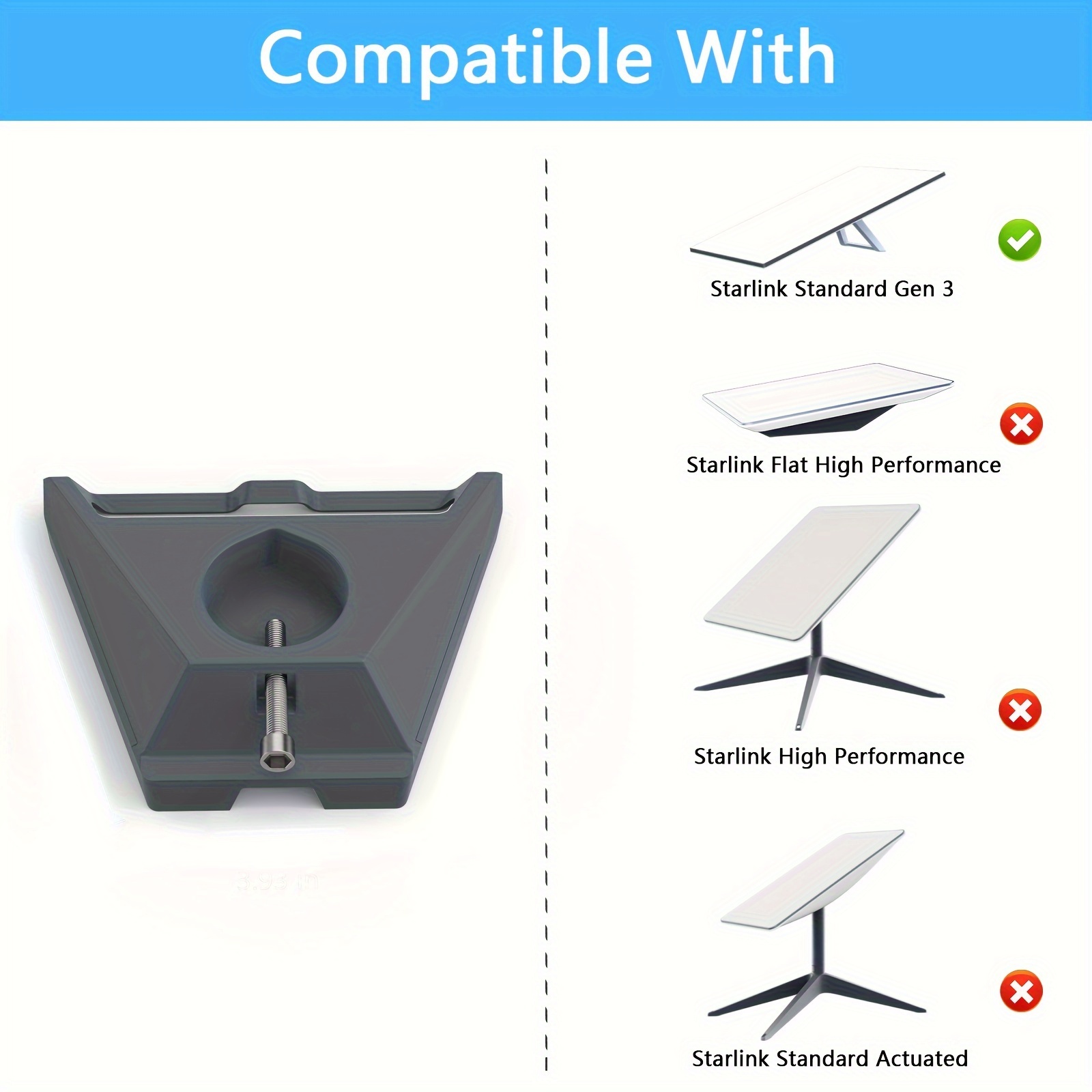 Support d'Adaptateur de Tuyau pour Toit Starlink Gen 3