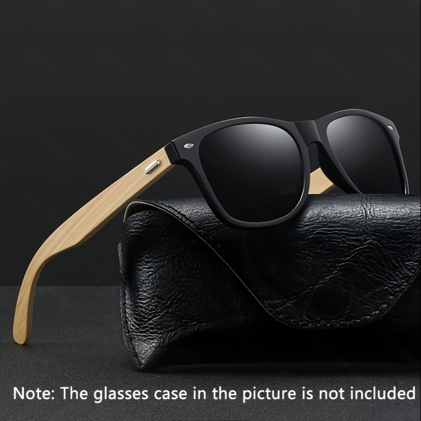 gafas cuadradas madera bambú vintage hombres mujeres estilo Temu