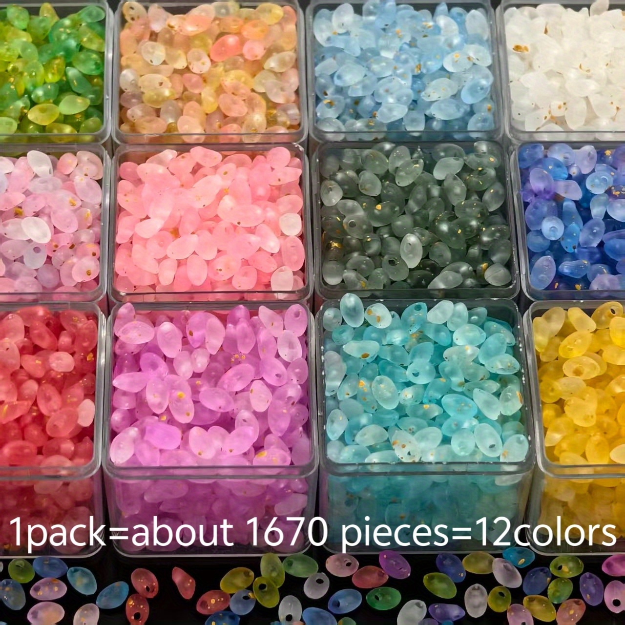 E-shop 1670-teiliges 6mm 12-Farben-Kombinationsset Acryl Tränenform-Perlen mit Farbverlauf zweifarbigem Effekt – Geeignet für DIY-Armbänder, Schmuck,